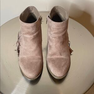 American Eagle Outfitters Tan Suede Fringe Ankle Boots